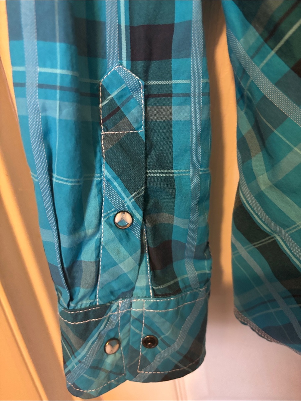 BKE Men's Teal Plaid Button-Up Shirt Size XL Tailored Fit Snap Buttons - Picture 5 of 6